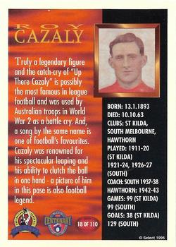 1996 Select AFL Hall of Fame #18 Roy Cazaly Back